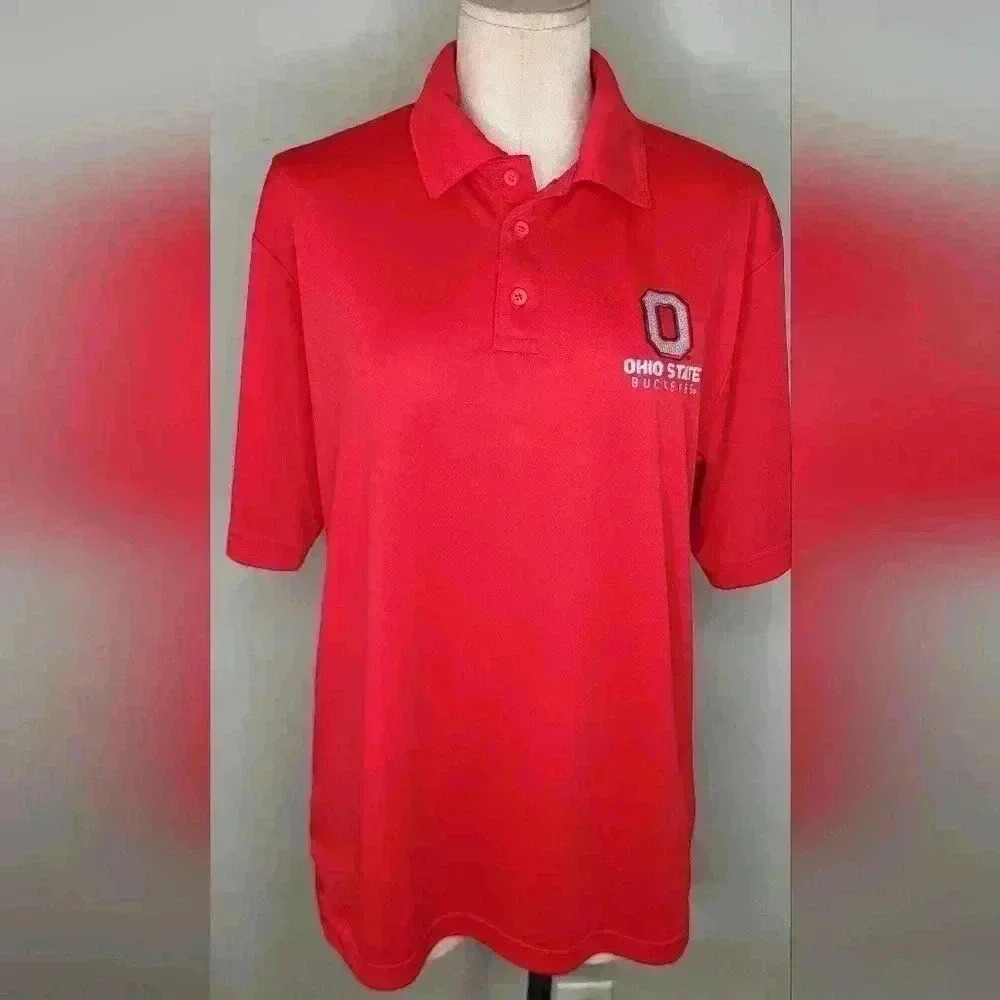 Champion Men's OSU Ohio State Red Polo Size Medium Buckeyes